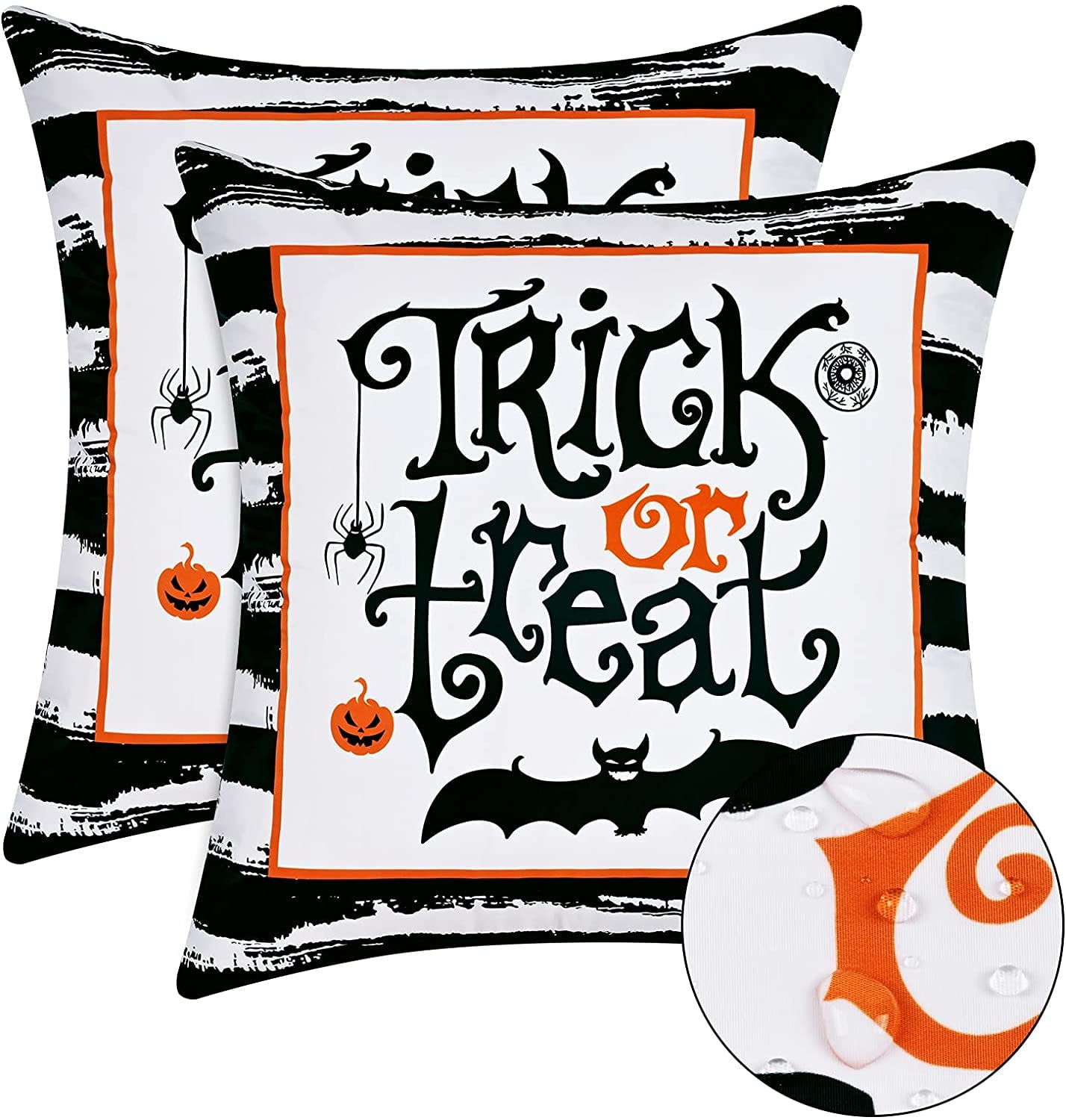 BLEUM CADE Halloween Pillow covers 18 x 18 inches Set of 2,Pumpkin Ghost Spider Web Halloween Decor,Purple