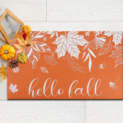 BLEUM CADE Fall Welcome Mats Doormat Outdoor, Thanksgiving Non Slip Low Profile Entrance Mat for Outside Patio,18 x 30 inches
