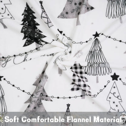 BLEUM CADE Christmas Throw Blanket, Snowflake Xmas Tree Blankets and Throws Soft Flannel Blankets for Couch Sofa, 50 x 60 Inches, Gray