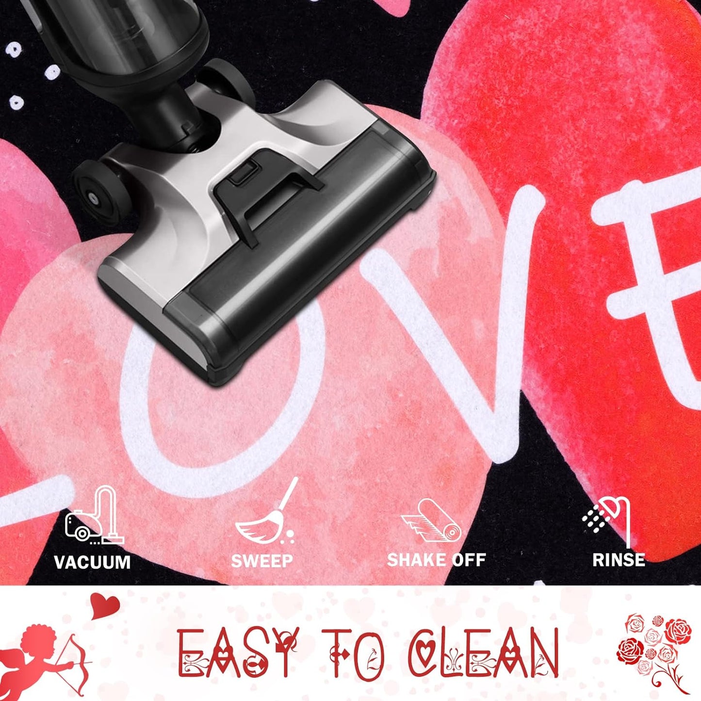 BLEUM CADE Valentine's Day Door Mat Outdoor Love Heart Door Mat Non Slip Low-Profile Welcome Doormat Valentines Gift,18 x 30 inch