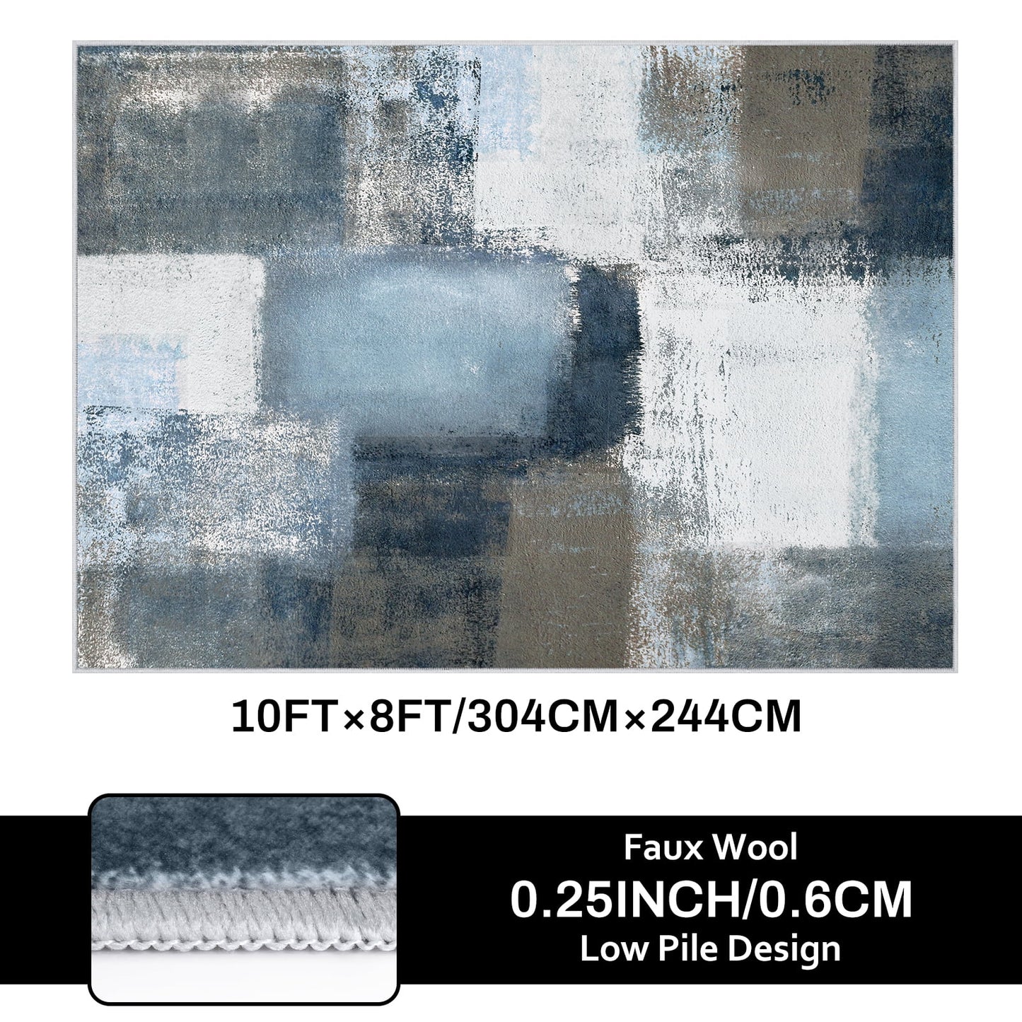 Bleum Cade 8x10 Area Living Room Washable Rug,Large Soft Modern Non Slip Abstract Bedroom Rug,Contemporary Area Rugs for Bathroom,Blue