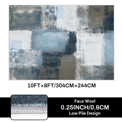 Bleum Cade 8x10 Area Living Room Washable Rug,Large Soft Modern Non Slip Abstract Bedroom Rug,Contemporary Area Rugs for Bathroom,Blue