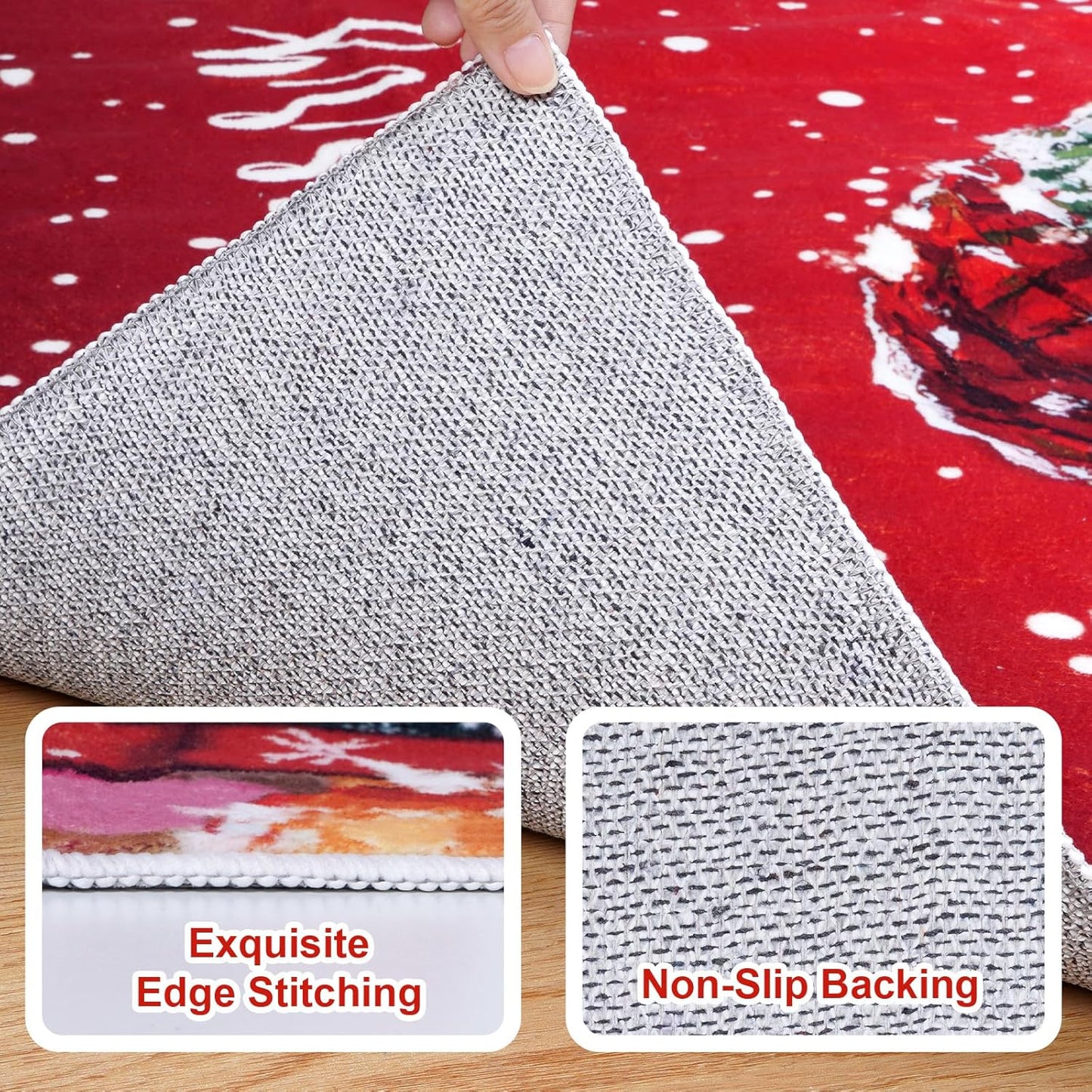 BLEUM CADE Christmas 3x5 ft Area Rug for Living Room Bedroom,Xmas Snowman Rugs Carpet for Bedroom Living Room,Non Slip Washable Area Rug for Christmas Decorations,Red