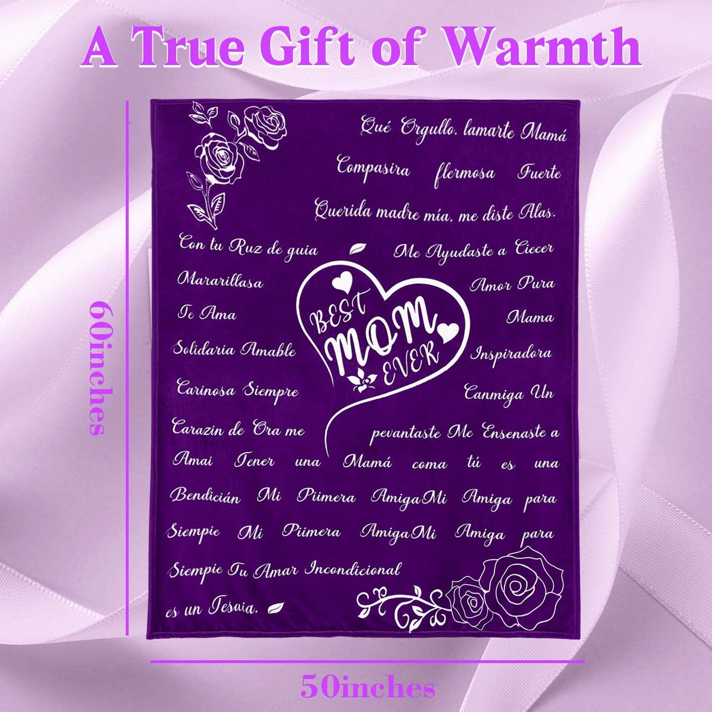 BLEUM CADE Throw Blankets Anniversary Birthday Gift for Mom from Daughter Son, Dear Mom Blanket for Mother's Day, Super Soft Flannel Throw Blankets for Bed Couch 50"x60"