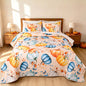 Bleum Cade Fall Quilt Set 3 Pieces King Size, Thanksgiving Blue & Yellow Pumpkins Bedding Set,Soft Lightweight Coverlet Set for King Bed,(Off-white,90"x 104")