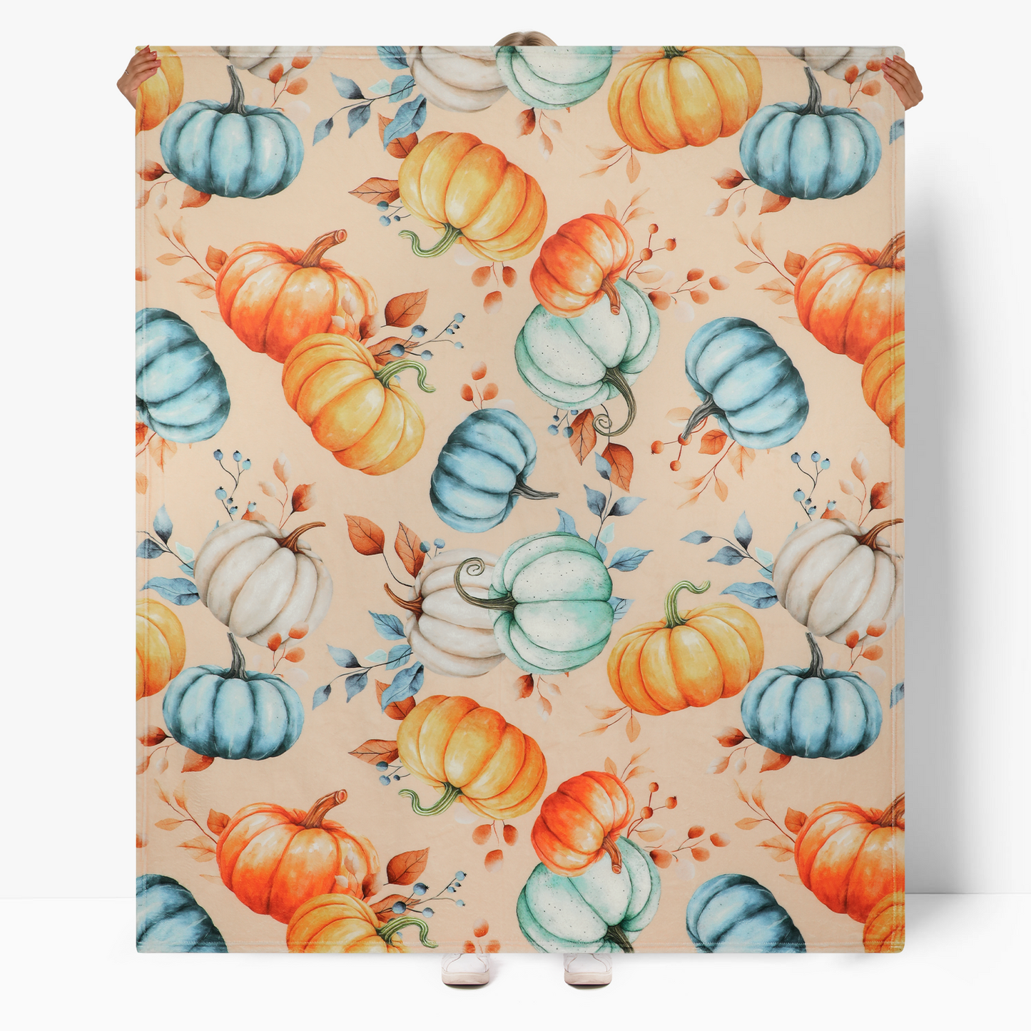 Bleum Cade Fall Throw Blanket,Pumpkin Maple Leaves Flannel Blanket,Super Soft Autumn Harvest Cozy Throw Blankets for Couch Bed Sofa Fall Home Decor(Brown,50"x 60")