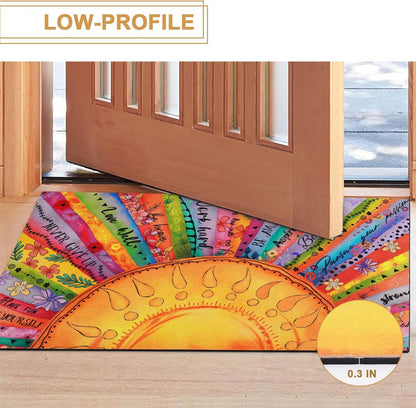 BLEUM CADE Boho Sun Welcome Mat Outdoor Door Mat Outside for Front Door,Non-slip Rubber Backing Doormat,Low-Pile Mat for Entrance,18 x 30 inches