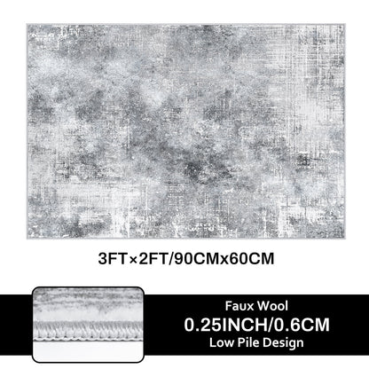 Bleum Cade 2x3 Doormat Area Rugs,Soft Washable Non Slip Bedroom Rug,Modern Abstract Grey Dinning Room Large Carpet