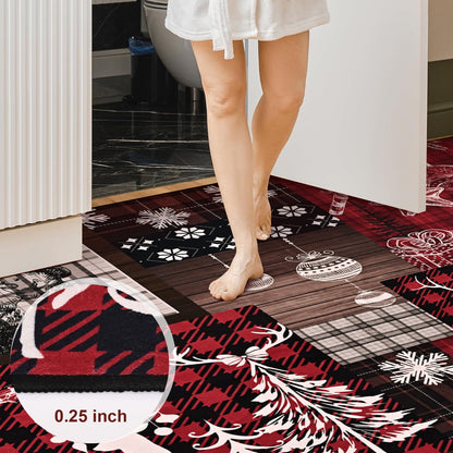 Bleum Cade Christmas Rugs for Living Room 5x7 Area Rug, Christmas Tree Washable Rug for Bedroom, Non Slip Durable Soft Buffalo Plaid Throw Rugs Xmas Carpet for Dining Room