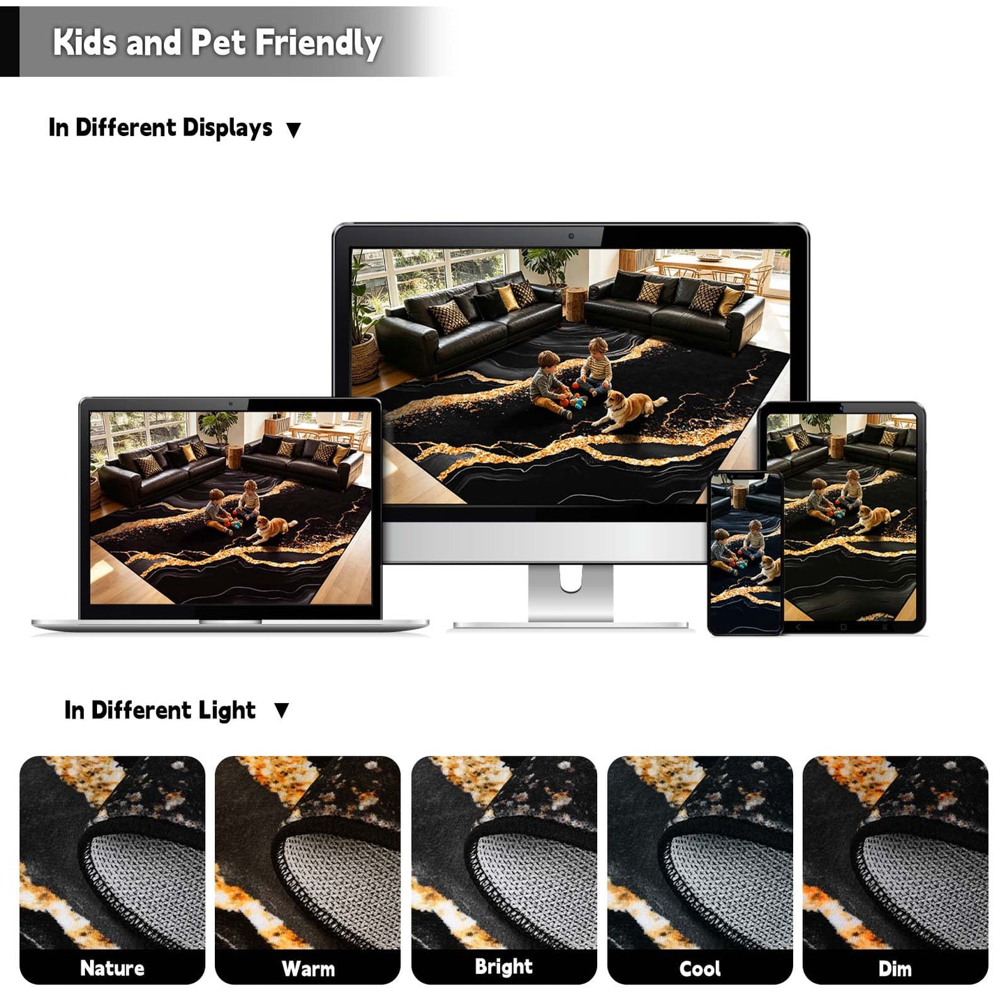 Bleum Cade 2x6 Runner Rugs for Hallways Kitchen Modern Abstract Washable Rug Soft Non Slip Black Gold Marble Indoor Carpet for Laundry Entryway Bedroom Bathroom
