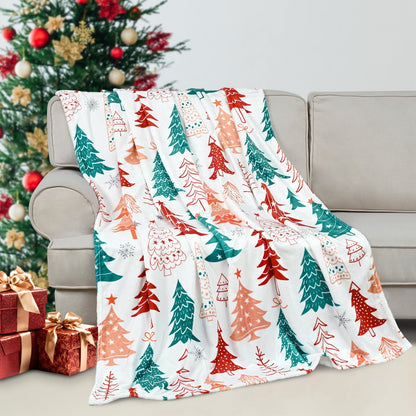 BLEUM CADE Christmas Throw Blanket, Christmas Tree and Snowflake Blankets, Super Soft & Cozy Flannel Blankets for Couch Bed Holiday Decor (50" x 60" )