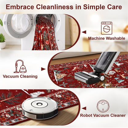 Bleum Cade Christmas Rugs for Living Room 5x7 Area Rug,Christmas Santa Washable Rugs for Bedroom,Soft Faux Wool Non Slip Bedroom Rugs,Winter Red Large Carpet for Dining Room,Christmas Decorations