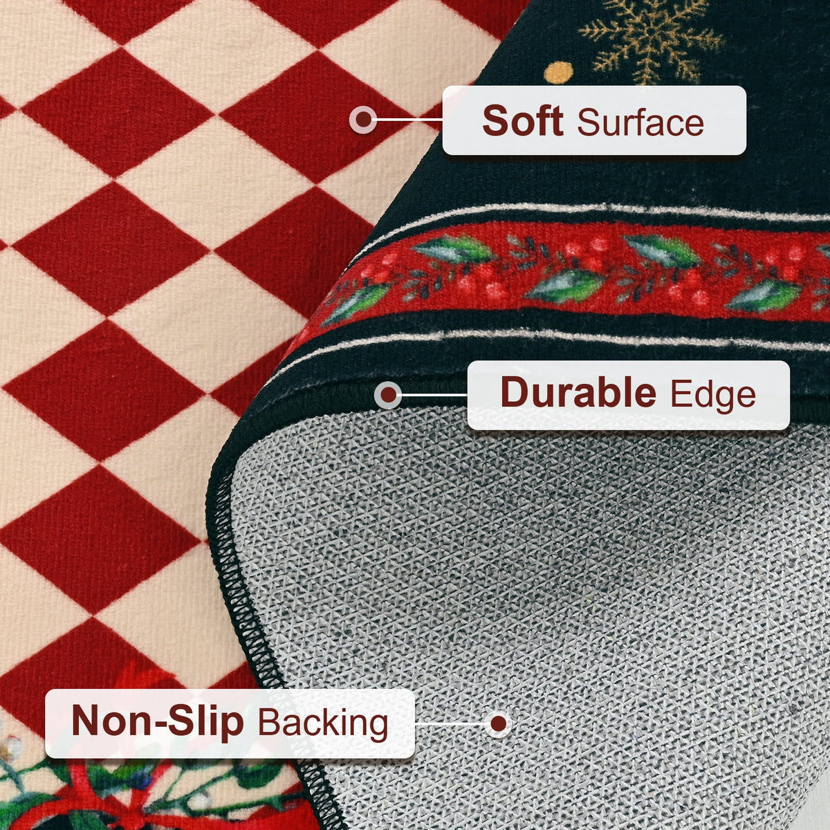 BLEUM CADE 8'x10' Christmas Area Rugs for Living Room, Washable Rugs for Bedroom Dinning Room,Red Checkered Rug Ultra Soft Non Slip Durable Large Carpet Home Decor