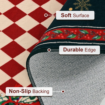 BLEUM CADE 8'x10' Christmas Area Rugs for Living Room, Washable Rugs for Bedroom Dinning Room,Red Checkered Rug Ultra Soft Non Slip Durable Large Carpet Home Decor