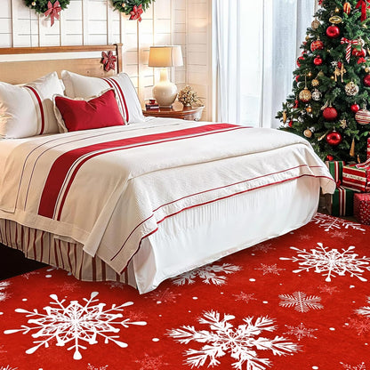 BLEUM CADE Christmas Snowflake 8x10 ft Area Rug,Non-slip Machine Washable Area Rug for Living Room Bedroom,Xmas Decor Mat for Home