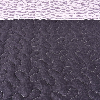 BLEUM CADE 3 Piece Twin Quilt Set with 1 Pillow Shams,Purple Gray Lightweight Bedspread for All-Season,Handblock Striped Reversible Quilt Coverlet for Twin Bed