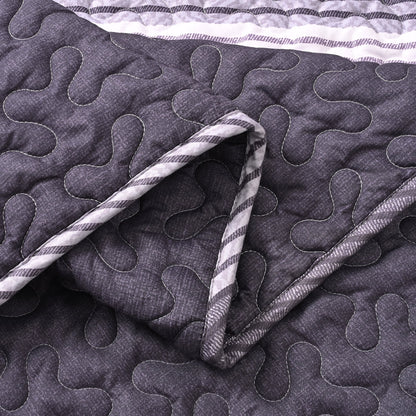 BLEUM CADE 3 Piece Twin Quilt Set with 2 Shams,Purple Gray Lightweight Bedspread for All-Season,Handblock Striped Reversible Quilt Coverlet for Twin Bed