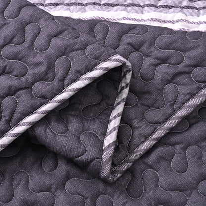BLEUM CADE 3 Piece Twin Quilt Set with 1 Pillow Shams,Purple Gray Lightweight Bedspread for All-Season,Handblock Striped Reversible Quilt Coverlet for Twin Bed