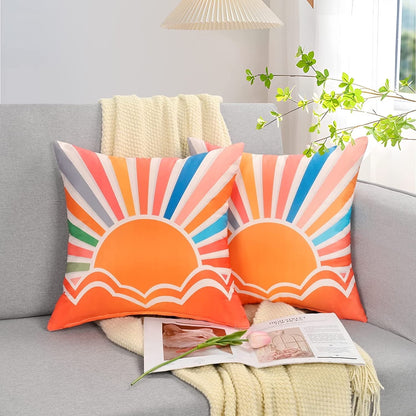 BLEUM CADE Summer Outdoor Pillow Covers 18 x 18 inches,2 Pack,Waterproof,Orange