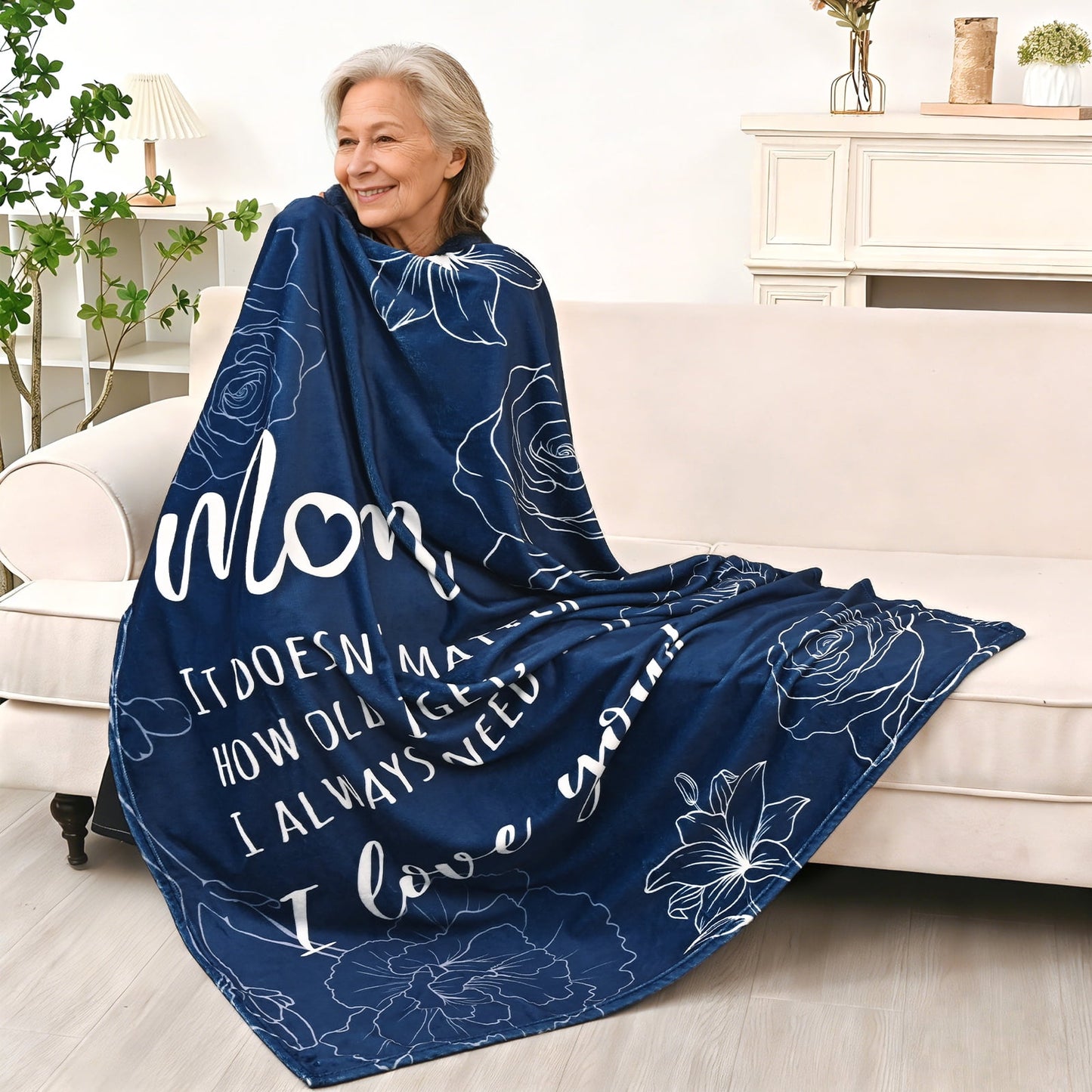 Bleum Cade Gifts for Mom Mothers Day,Mom Birthday Gifts Blanket, Moms Gift for Women from Daughter Son,Soft Flannel Throw Blankets, Navy,50"x60"