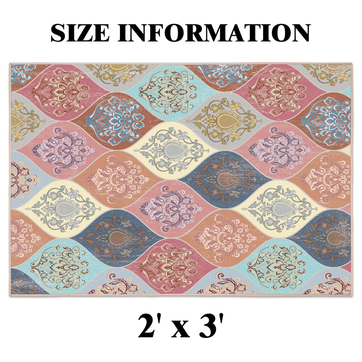 Bleum Cade Boho Floral Area Rugs 2x3 Entryway Rug,Non Slip Washable Door Mat Outdoor Indoor Welcome Mat for Entrance