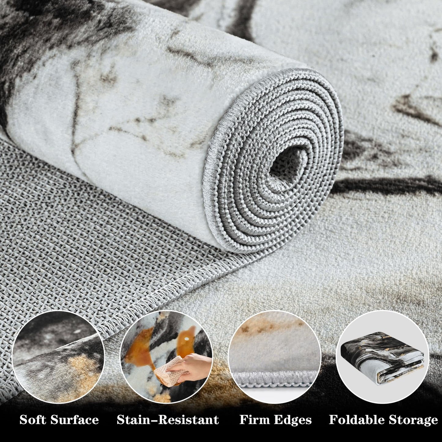 Bleum Cade 2x7 Runner Rug for Hallways Kitchen Modern Abstract Washable Runner Rug Soft Non Slip Marble Indoor Carpet Runner for Laundry Entryway Bedroom Bathroom