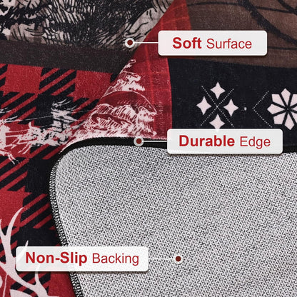 BLEUM CADE Christmas Area Rug 3x5 Rugs for Bedroom,Soft Low Pile Washable Rug,Xmas Tree Snowflake Non Slip Throw Rugs Winter Elk Christmas Carpet for Holiday Decor