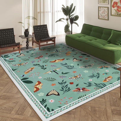 Bleum Cade 3'x5' Boho Area Rugs for Living Room, Machine Washable Foldable Indoor Rugs Carpet, Soft Lightweight Non Slip Large Rug for Bedroom Dining Room,Green