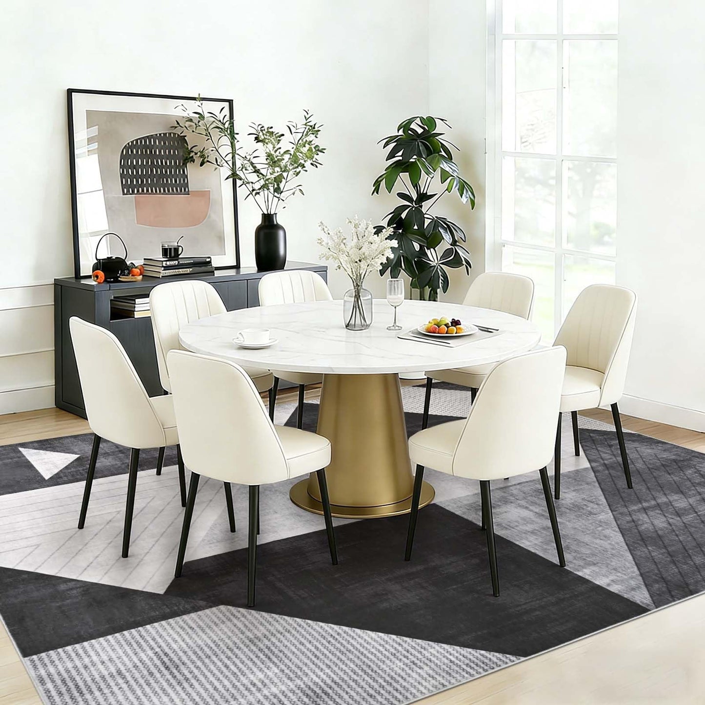 Bleum Cade Rugs for Living Room 5x7 Area Rug, Modern Geometry Washable Rugs for Bedroom, Non-Slip Indoor Rug, Soft Low Pile Stain Resistant Geometric Floor Large Carpet Home Decor