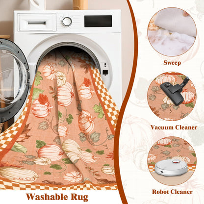 Bleum Cade 5'x7' Fall Area Rugs for Living Room,Pumpkins Rug Ultra Soft Washable Rugs for Bedroom, Anti Slip Durable Carpet Home Decor for Dining Room,Orange