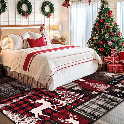 Bleum Cade Christmas Rugs for Living Room 5x7 Area Rug, Christmas Tree Washable Rug for Bedroom, Non Slip Durable Soft Buffalo Plaid Throw Rugs Xmas Carpet for Dining Room