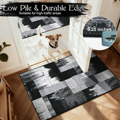 Bleum Cade 8x10 Abstract Area Rugs for Living Room, Patchwork Modern Geometric Rug Non Slip, Washable Soft Bedroom Rug Stain Resistant, Indoor Rugs Low Pile Carpet for Dining Room,Grey