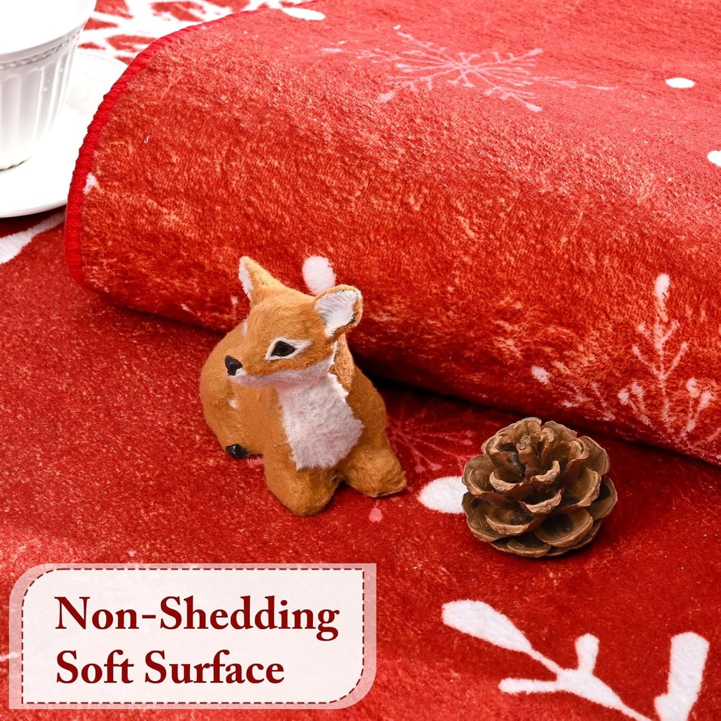 BLEUM CADE Christmas Snowflake Red Area Mat，8x10 ft