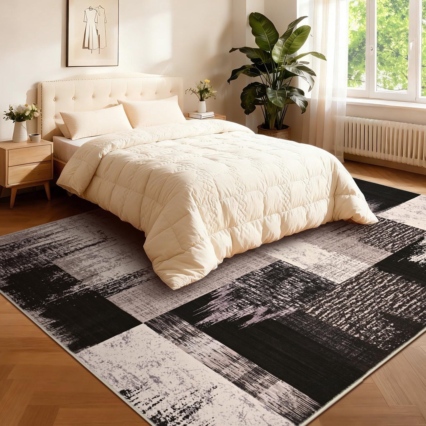 Bleum Cade Modern Geometric 8x10 Area Rugs for Living Room, Patchwork Abstract Rug Non Slip, Washable Soft Bedroom Rug Stain Resistant, Indoor Rugs Low Pile Carpet for Dining Room