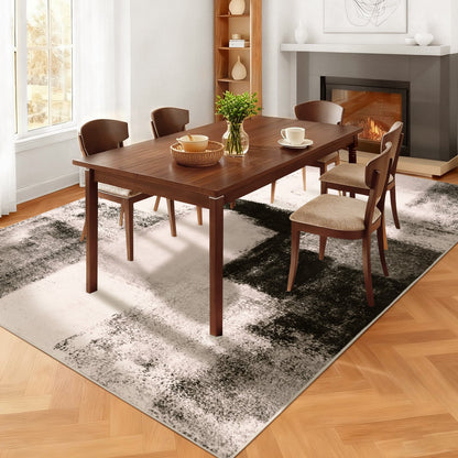 Bleum Cade 5x7 Abstract Area Rugs for Living Room, Modern Washable Rugs Non Slip Dining Room Rug, Soft Low Pile Bedroom Rug, Stain Resistant Indoor Rugs Carpet,Brown
