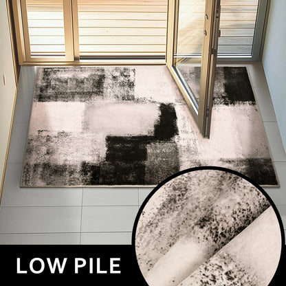 Bleum Cade Modern Abstract Area Rugs 2x3 Entryway Rug,Non Slip Washable Door Mat Outdoor Indoor Welcome Mat for Entrance,Brown