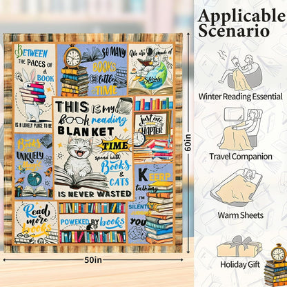 BLEUM CADE Fall Throw Blanket,Book Lovers Gifts Blanket,Super Soft Flannel Throw Blankets for Bed Couch Sofa 50"x60"