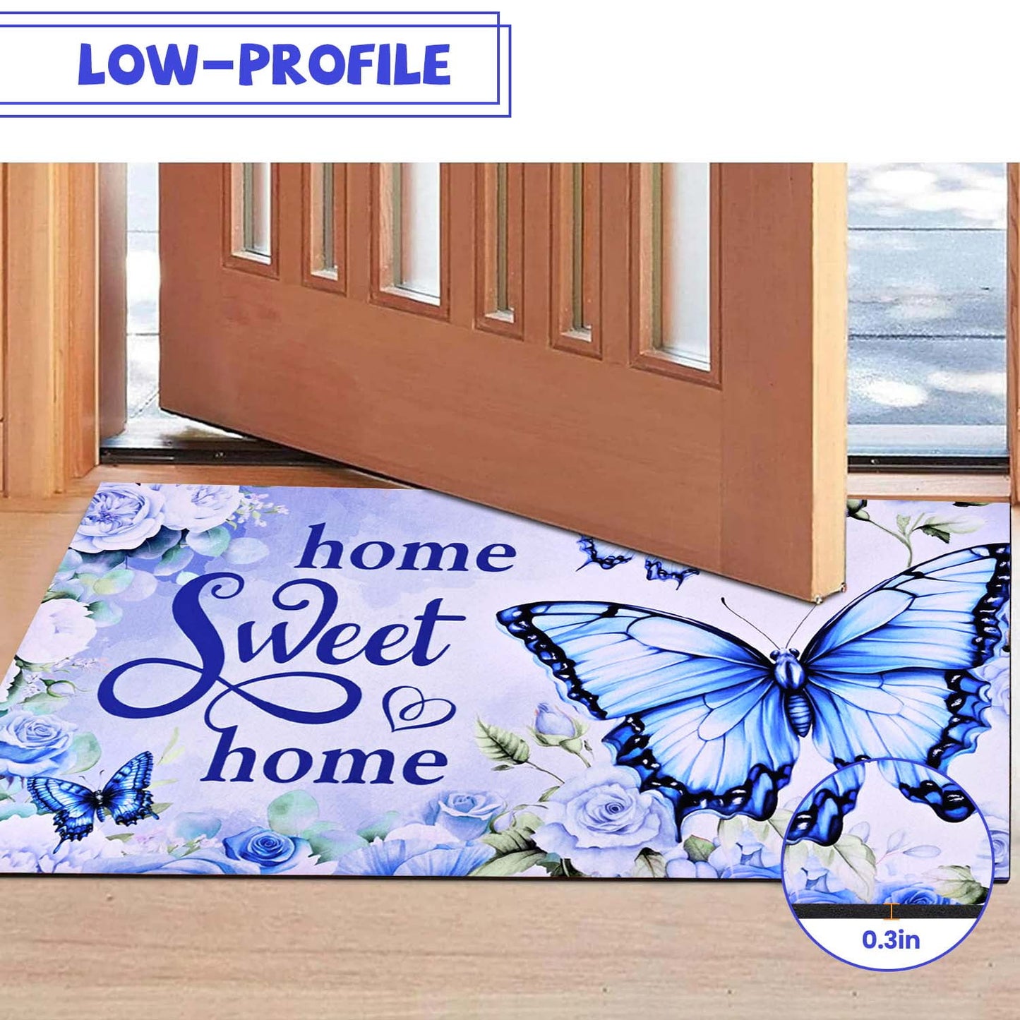 BLEUM CADE Spring Welcome Mat Butterfly Outdoor Doormat,Non Slip Floral Spring Doormat For Outside Patio,18 x 30 inches