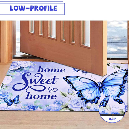 BLEUM CADE Spring Welcome Mat Butterfly Outdoor Doormat,Non Slip Floral Spring Doormat For Outside Patio,18 x 30 inches