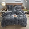 BLEUM CADE Luxury Fluffy Fuzzy Queen Bedding Comforter Set?4 Pieces Shaggy Duvet Cover Set?Furry Plush Velvet Comforter Cover with Zip Closure?Queen?Light Grey