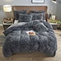 BLEUM CADE Luxury Fluffy Fuzzy Queen Bedding Comforter Set?4 Pieces Shaggy Duvet Cover Set?Furry Plush Velvet Comforter Cover with Zip Closure?Queen?Light Grey