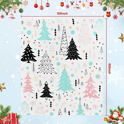 BLEUM CADE Christmas Throw Blanket, Christmas Tree and Snowflake Blankets, Super Soft & Cozy Flannel Blanket for Couch Bed (50" x 60" )