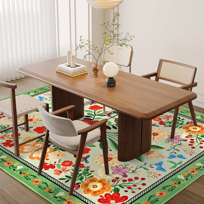 Bleum Cade 5'x7' Area Rugs for Living Room, Boho Floral Rug Ultra Soft Washable Rugs for Bedroom, Anti Slip Durable Carpet Home Decor for Dining Room,Green