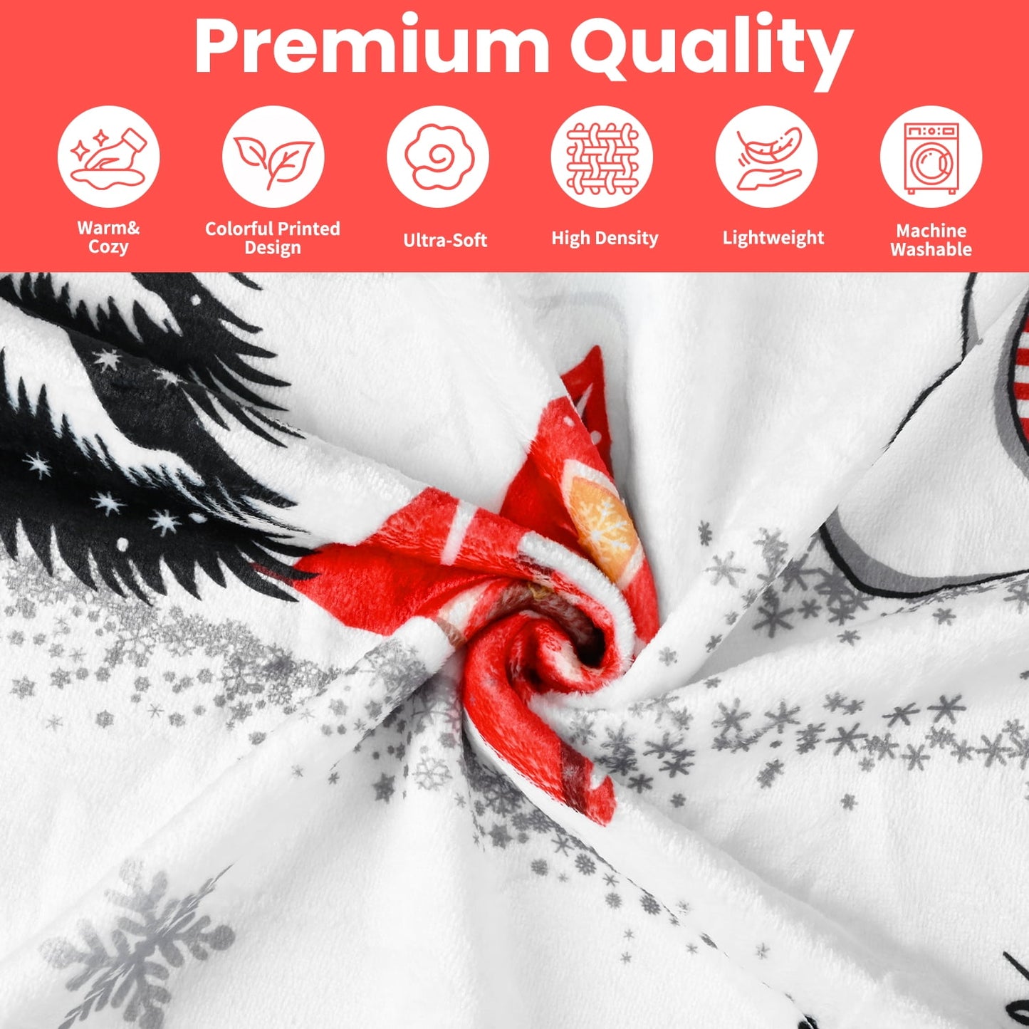 BLEUM CADE Christmas Decorations Throw Blanket, Christmas Tree and Snowman Blankets, Super Soft & Cozy Flannel Blanket for Couch Bed (50" x 60" )