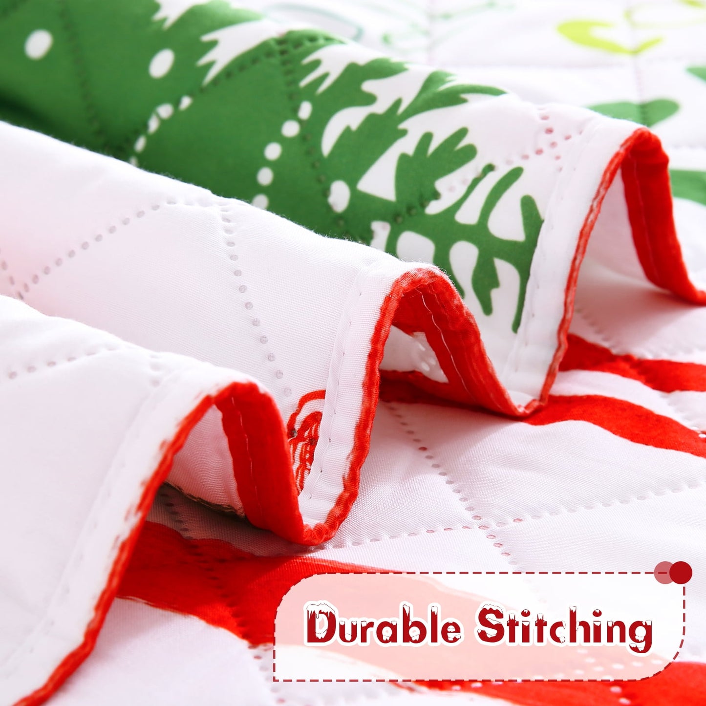 BLEUM CADE Christmas Quilt Sets Queen Size, 3 Pieces Christmas Tree Snowman Bedspread Coverlet Sets,Reversible Lightweight Xmas Coverlet Bedding Quilts Set(1 Quilt, 2 Pillow Shams)