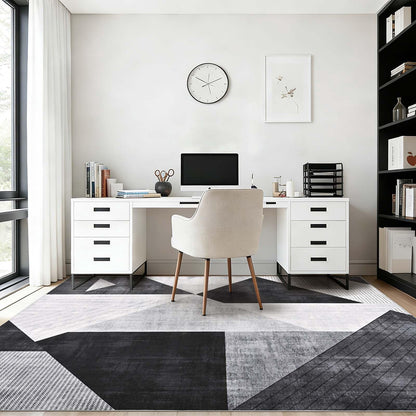 Bleum Cade Rugs for Living Room 5x7 Area Rug, Modern Geometry Washable Rugs for Bedroom, Non-Slip Indoor Rug, Soft Low Pile Stain Resistant Geometric Floor Large Carpet Home Decor