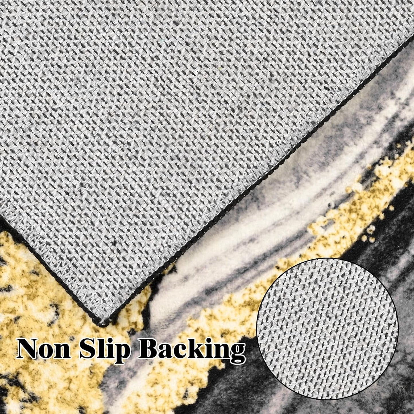 Bleum Cade Area Rugs for Living Room 3X5 Machine Washable Rugs Marble Swirl Abstract Rug Indoor Carpet, Soft Lightweight Non Slip Large Rug for Bedroom Dining Room,Black Gold