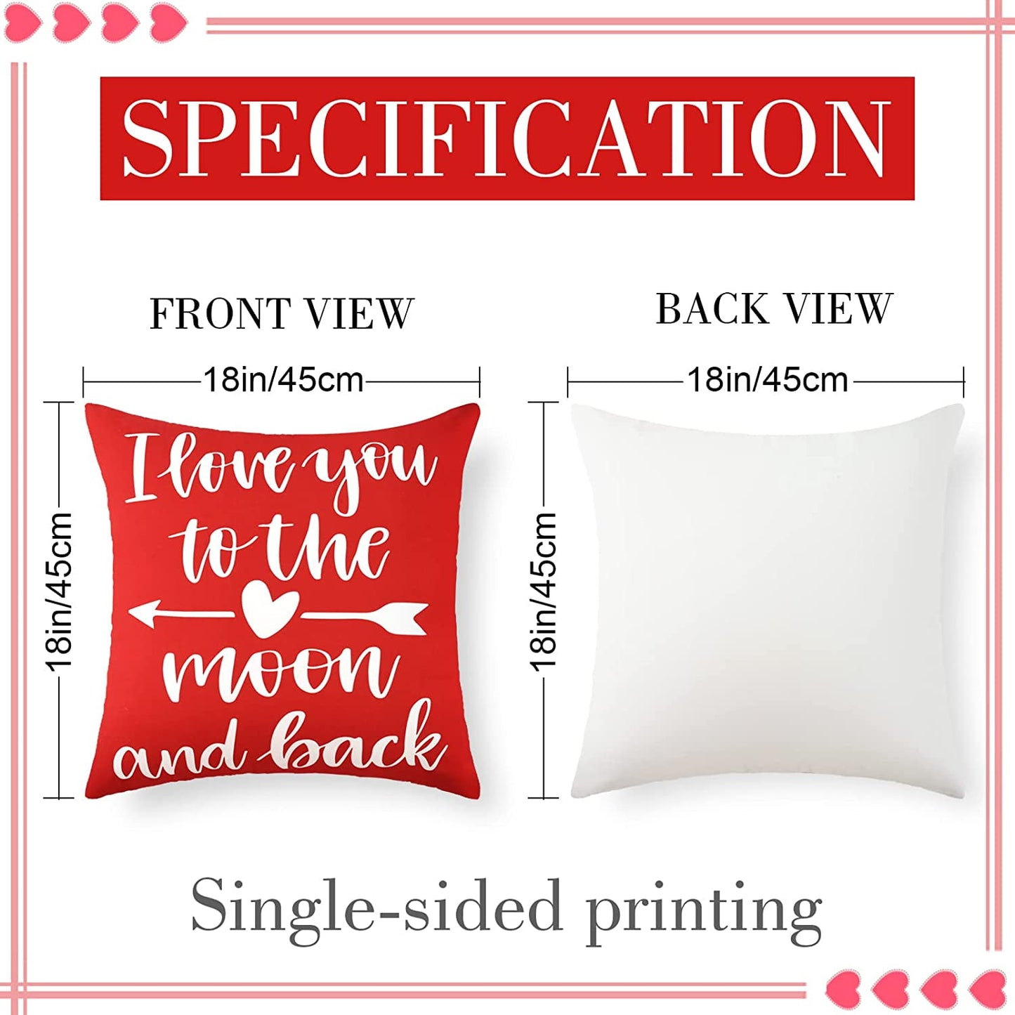 BLEUM CADE Valentines Day Pillow Covers Set of 4 I Love You Throw Pillow Covers 18 x 18 inch Happy Valentine Day Pillowcases for Anniversary Wedding