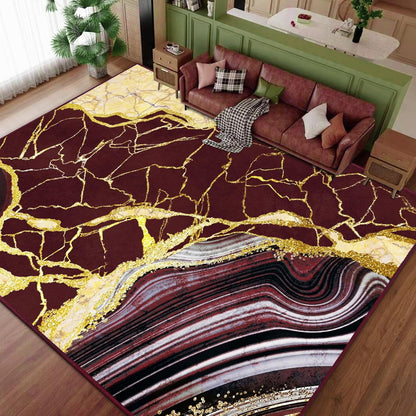 Bleum Cade 8'x10' Area Rugs for Living Room, Washable Rugs Modern Rugs for Bedroom Dinning Room,Marble Abstract Rug Ultra Soft Non Slip Durable Large Carpet Home Decor, Red Gold