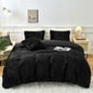 BLEUM CADE Luxury Fluffy Fuzzy Queen Bedding Comforter Set，4 Pieces Shaggy Duvet Cover Set，Furry Plush Velvet Comforter Cover with Zip Closure，Queen，Green